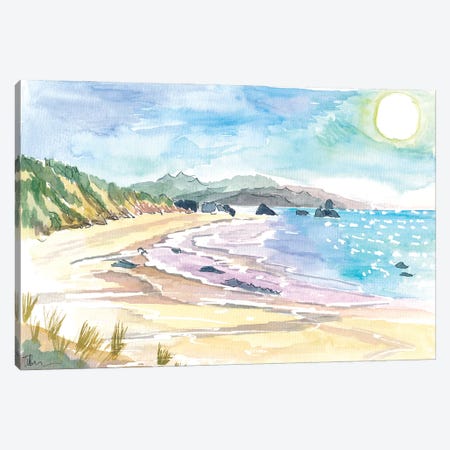 Cannon Beach Oregon View Of Ocean With Waves And Dunes Canvas Print #MMB925} by Markus & Martina Bleichner Art Print
