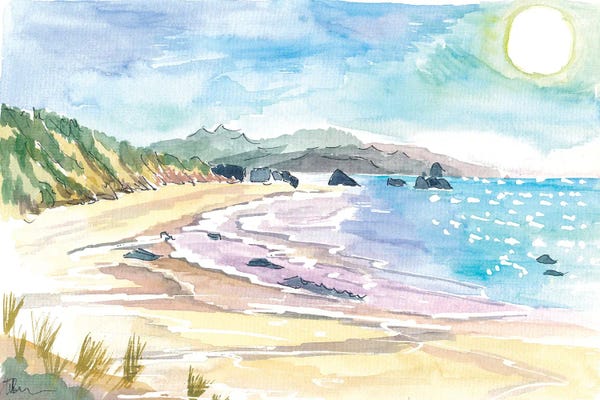 Markus & Martina Bleichner: Cannon Beach Oregon View Of Ocean With Waves And Dunes by Markus & Martina Bleichner