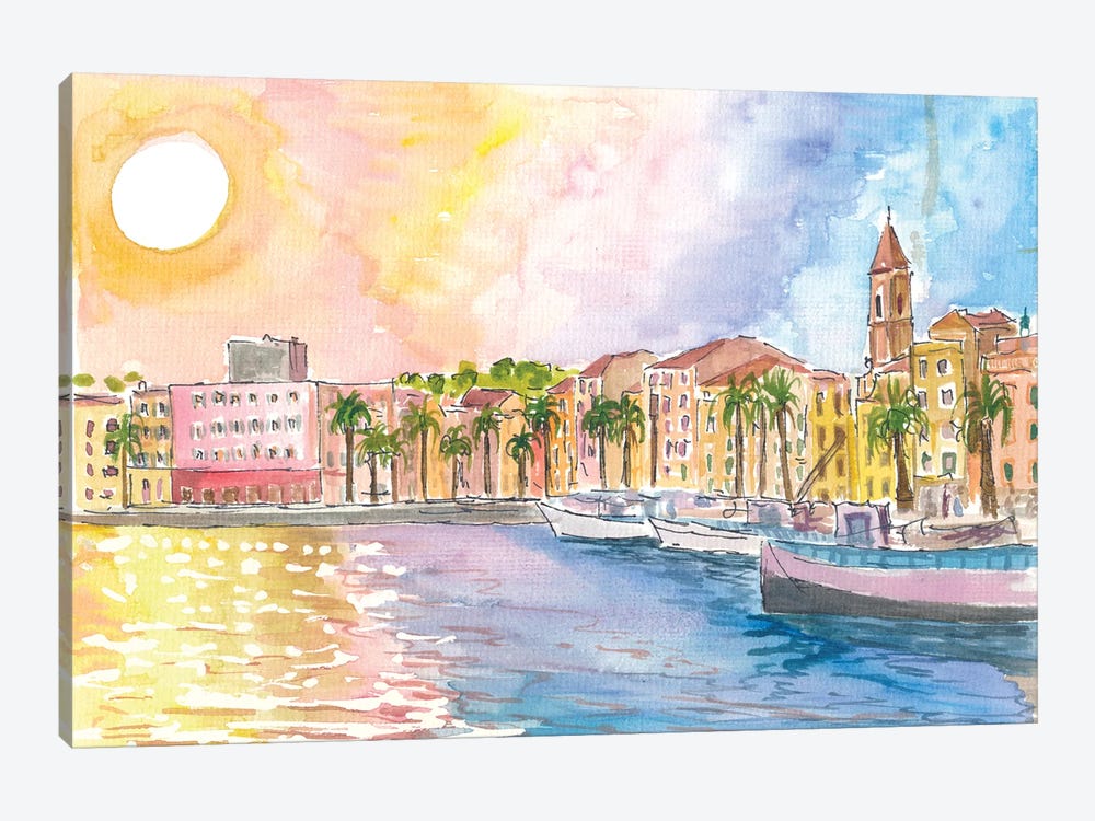 Sunny Dreams In Harbour Of Sanary-Sur-Mer On Cote D Azur France by Markus & Martina Bleichner 1-piece Canvas Print