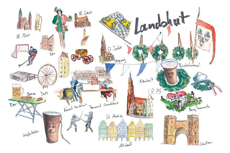 Landshut Bavaria Illustrated Favorite Travel Plans And Memo