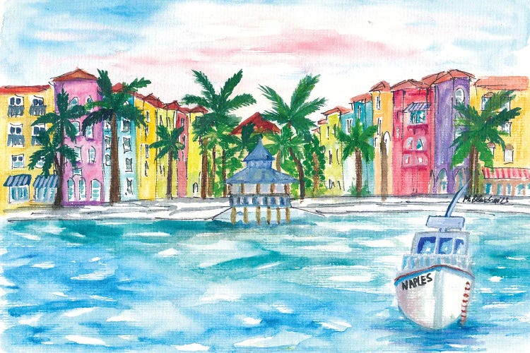 Naples Florida Amazing Waterfront Promenade With Boat by Markus & Martina Bleichner wall art