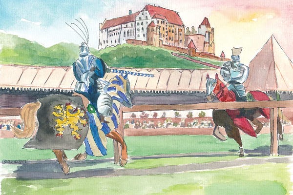 Markus & Martina Bleichner: Landshut Knight Tournament In Front Of Historical Scenery With Trausnitz Castle by Markus & Martina Bleichner