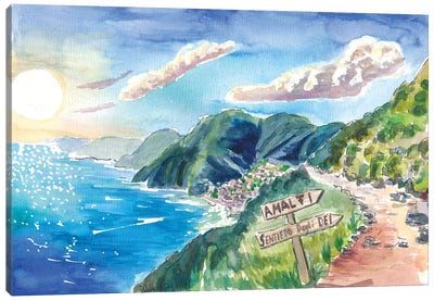 Amalfi Coast View From Amazing Sentiero Degli Dei Path Of Gods Canvas Art Print - Campania Art