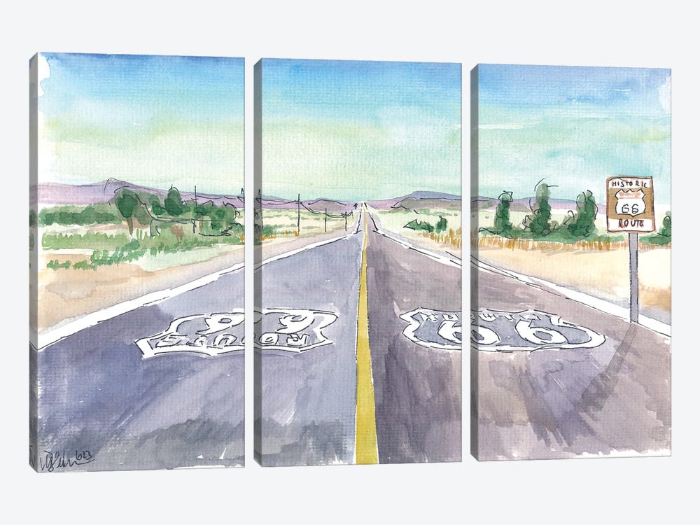 Road Trip On Historic Route 66 Scenic Drive by Markus & Martina Bleichner 3-piece Canvas Print
