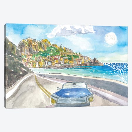 Amalfi Coastal Dreams Itinerary In Blue Convertible Canvas Print #MMB940} by Markus & Martina Bleichner Canvas Art