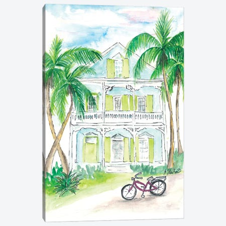 Lime And Mint Colored Conch House In Key West Florida Canvas Print #MMB941} by Markus & Martina Bleichner Canvas Art