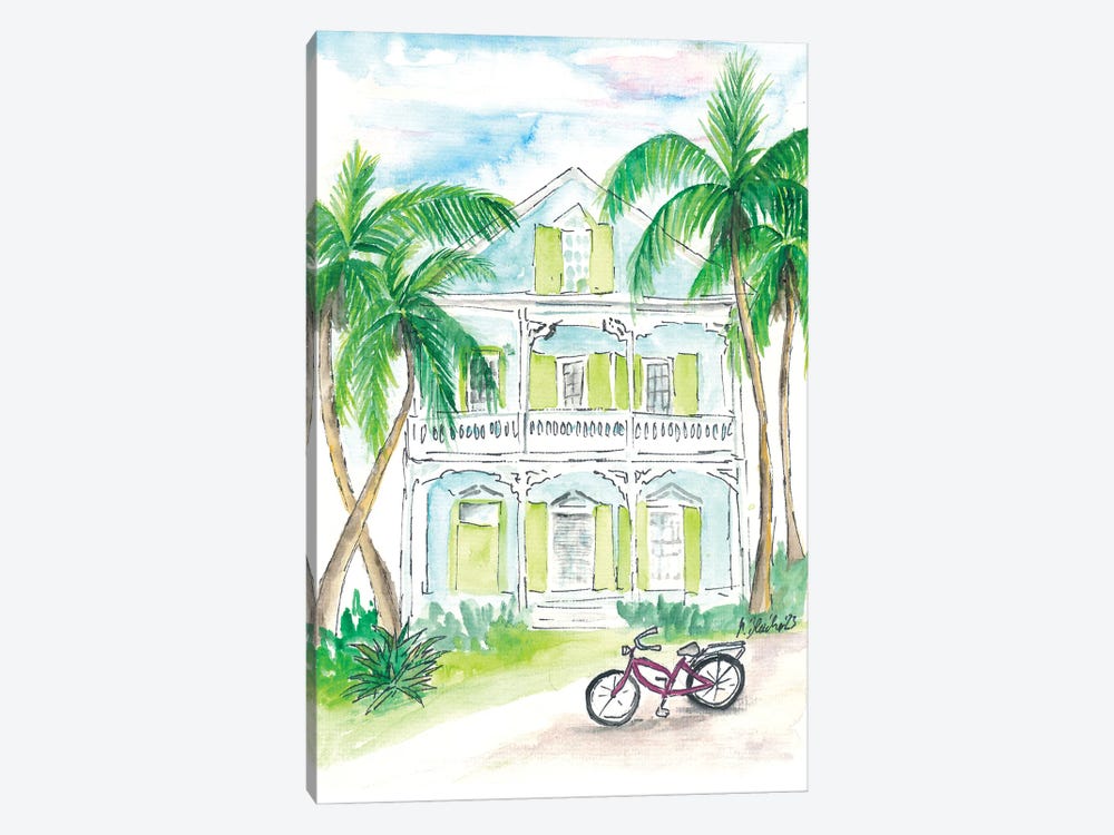 Lime And Mint Colored Conch House In Key West Florida by Markus & Martina Bleichner 1-piece Canvas Wall Art