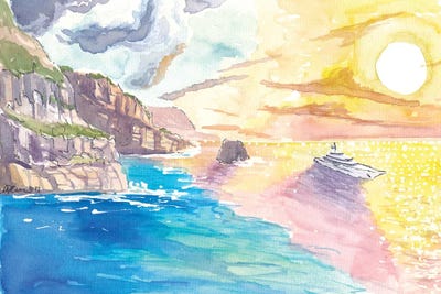 Southern Italy Sunset On The Sorrento Coast by Markus & Martina Bleichner framed wall art