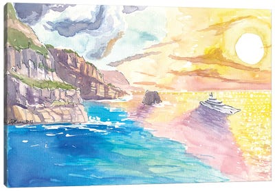 Southern Italy Sunset On The Sorrento Coast Canvas Art Print - Campania Art