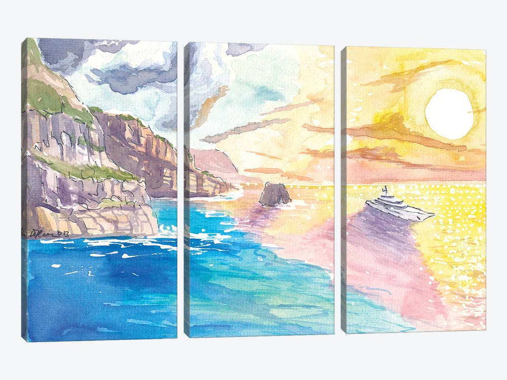 Southern Italy Sunset On The Sorrento Coast by Markus & Martina Bleichner 3-piece Canvas Art Print