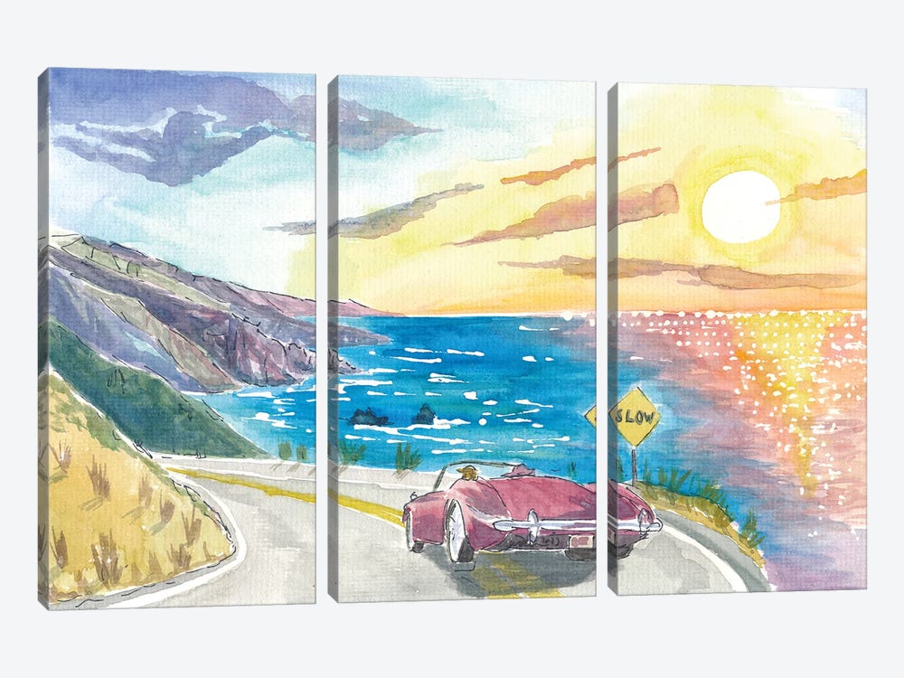 California Road Trip On Highway 101 Near Big Sur With Pacific Coast by Markus & Martina Bleichner 3-piece Canvas Artwork