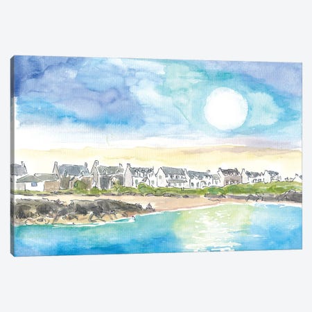 Irish Lonely Island Seaward Coastal Houses Near Beach With Seaview Canvas Print #MMB948} by Markus & Martina Bleichner Canvas Artwork