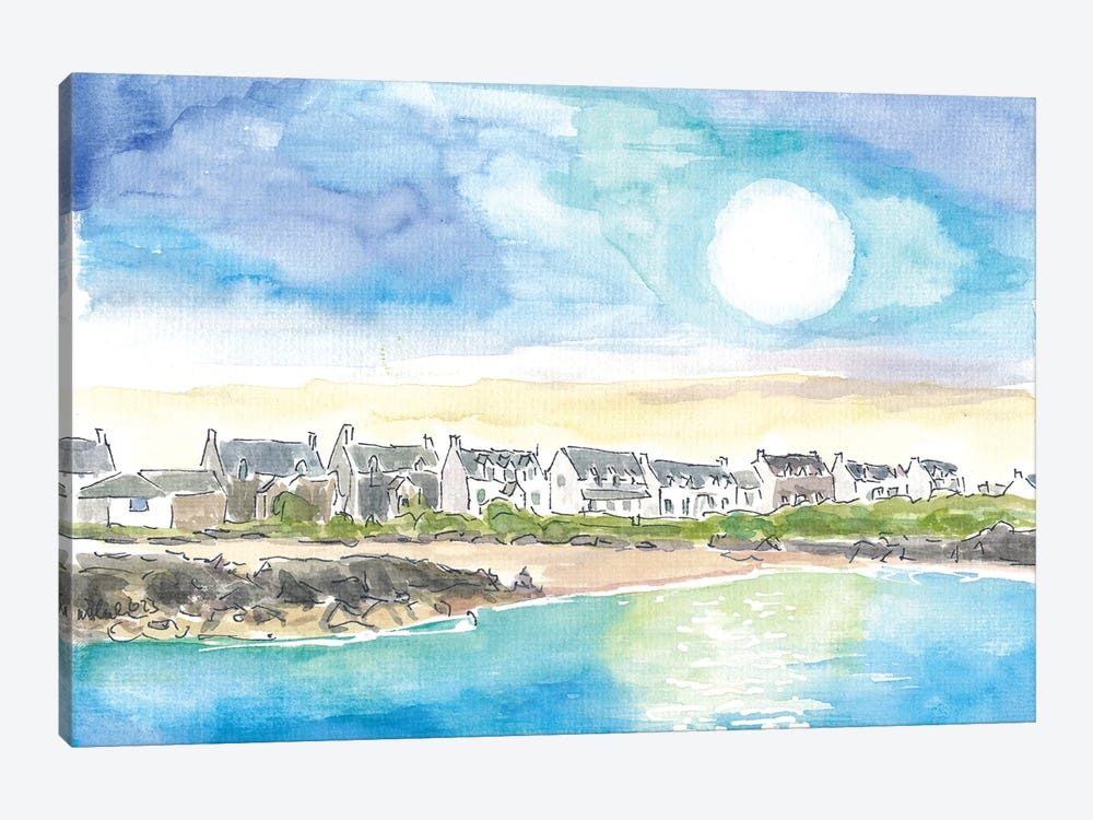 Irish Lonely Island Seaward Coastal Houses Near Beach With Seaview by Markus & Martina Bleichner 1-piece Canvas Art Print
