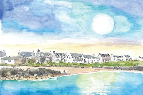 Markus & Martina Bleichner: Irish Lonely Island Seaward Coastal Houses Near Beach With Seaview by Markus & Martina Bleichner