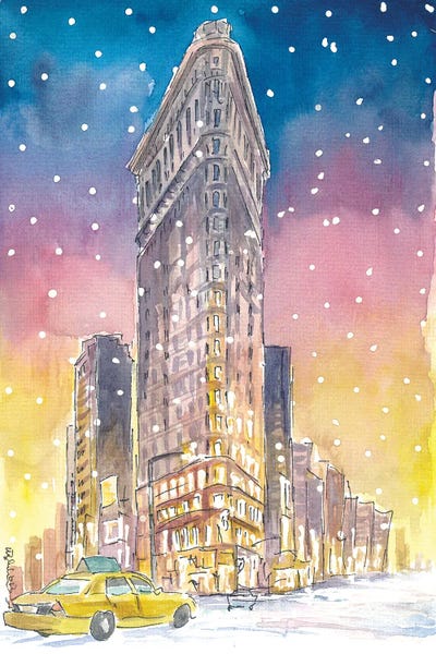 Markus & Martina Bleichner: Winter In New York City Romantic Snow Fall And Flatiron Manhattan Dreams by Markus & Martina Bleichner