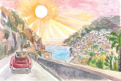 Driving Amalfi Coast With View Of Positano - Road Trip Of Love On Amalfitana by Markus & Martina Bleichner canvas print