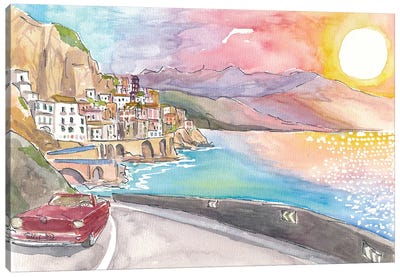 Road Trip Amalfi Coast Romance Near Sorrento Atrani Italy Canvas Art Print - Amalfi Coast Art