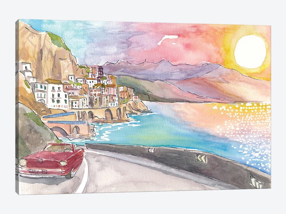 Road Trip Amalfi Coast Romance Near Sorrento Atrani Italy by Markus & Martina Bleichner 1-piece Canvas Art Print