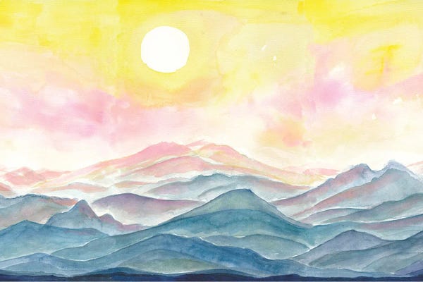 Markus & Martina Bleichner: Endless Superwide Mystic Forest Mountains With Rising Sun by Markus & Martina Bleichner