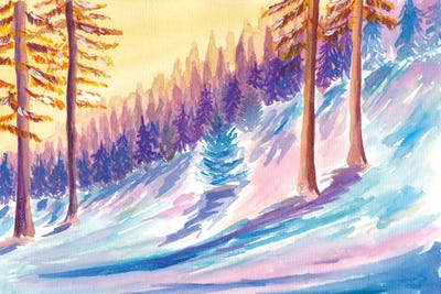 Late Afternoon Sun In Romantic Winter Forest by Markus & Martina Bleichner multi panel art