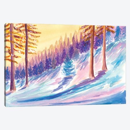 Late Afternoon Sun In Romantic Winter Forest Canvas Print #MMB959} by Markus & Martina Bleichner Canvas Art Print