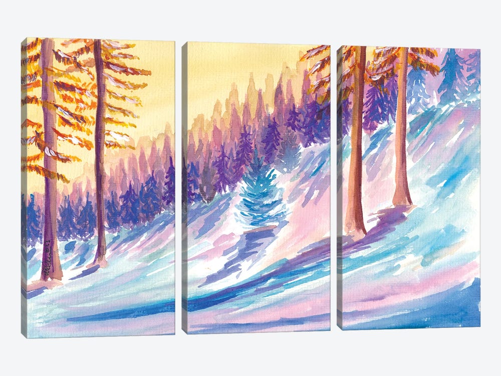 Late Afternoon Sun In Romantic Winter Forest by Markus & Martina Bleichner 3-piece Art Print