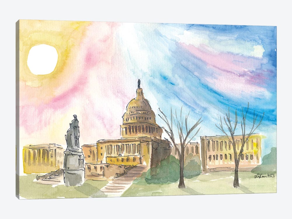 Washington District Of Columbia U.S. Capitol Autumn Sunset by Markus & Martina Bleichner 1-piece Art Print