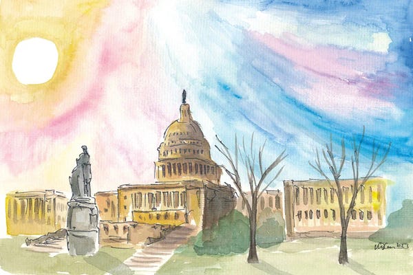 Markus & Martina Bleichner: Washington District Of Columbia U.S. Capitol Autumn Sunset by Markus & Martina Bleichner