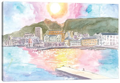 Capetown South Africa View Of Waterfront And Hills Canvas Art Print - South Africa