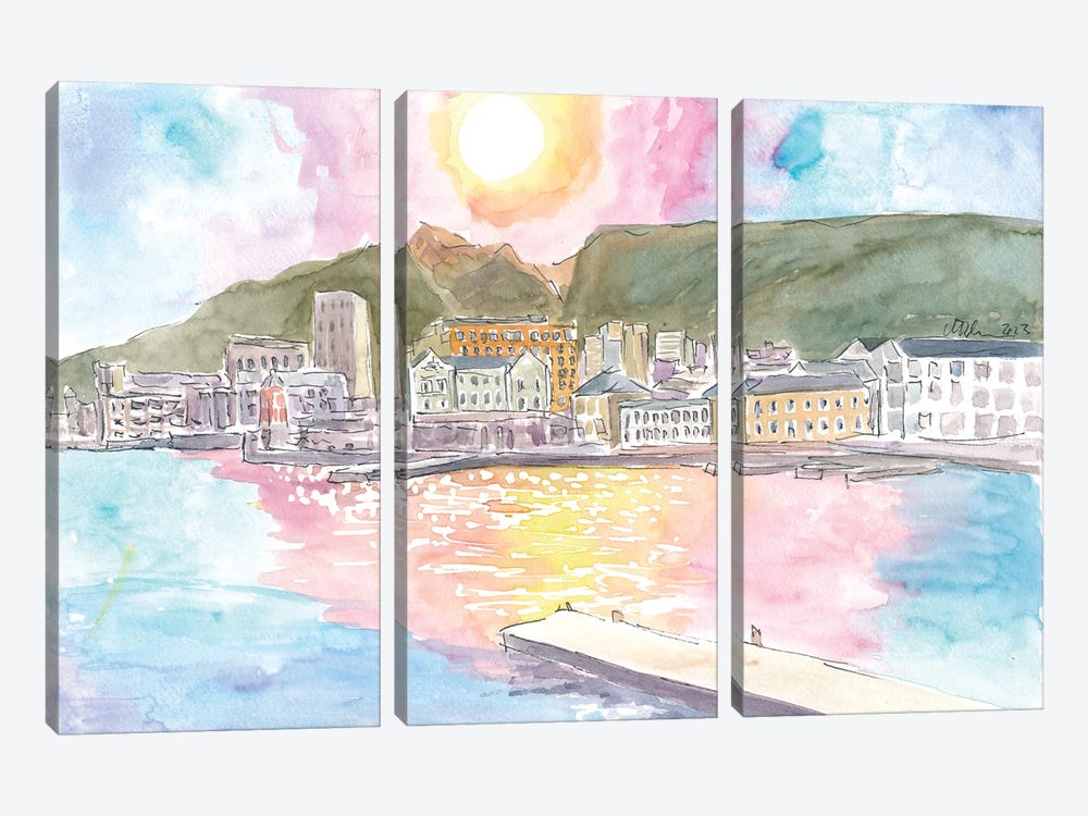 Capetown South Africa View Of Waterfront And Hills by Markus & Martina Bleichner 3-piece Canvas Wall Art