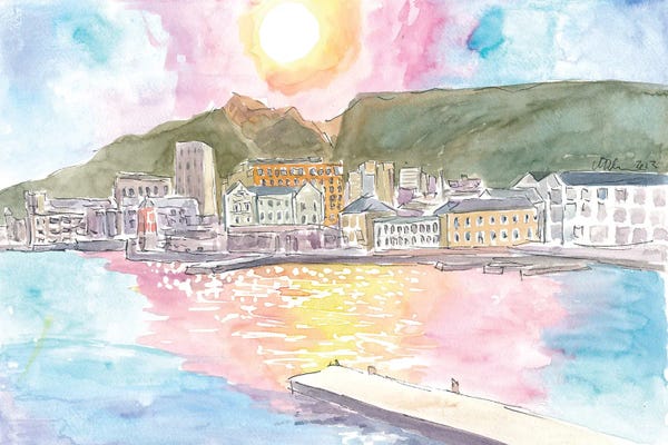 Markus & Martina Bleichner: Capetown South Africa View Of Waterfront And Hills by Markus & Martina Bleichner