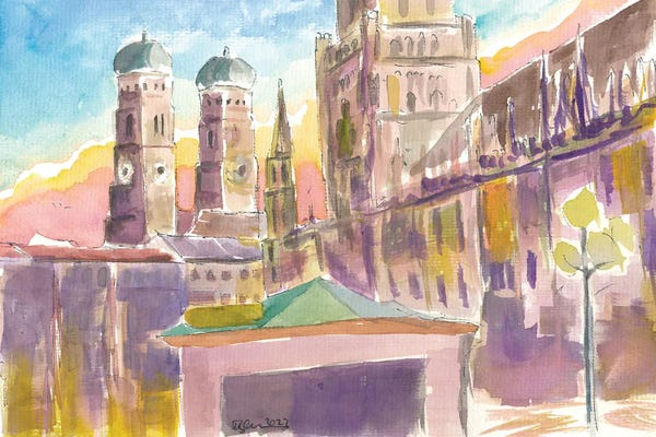 Markus & Martina Bleichner: Munich Marienplatz With City Hall And Church Of Our Lady by Markus & Martina Bleichner
