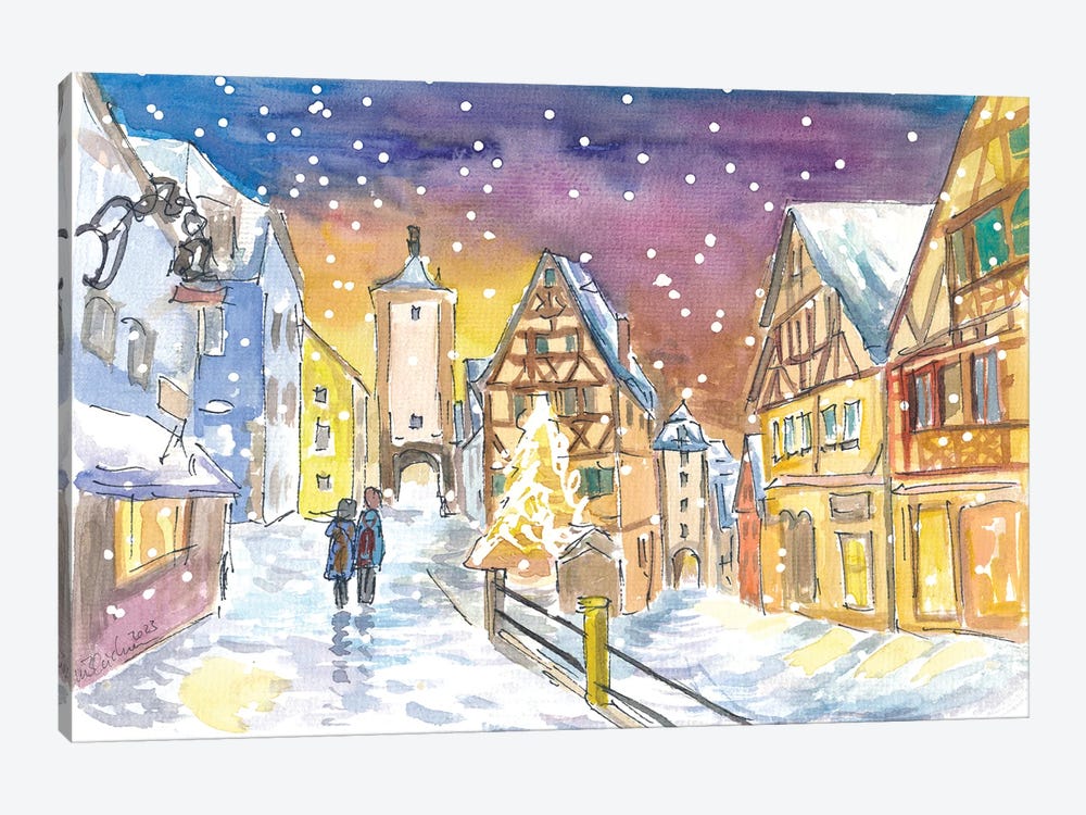 Rothenburg Tauber Winter Wonderland Walks At Night by Markus & Martina Bleichner 1-piece Canvas Artwork