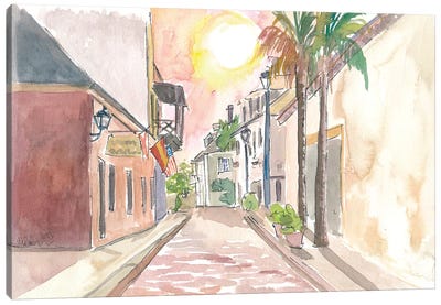 Sunny Street Scene In St. Augustine Florida Usa Canvas Art Print - City Street Art