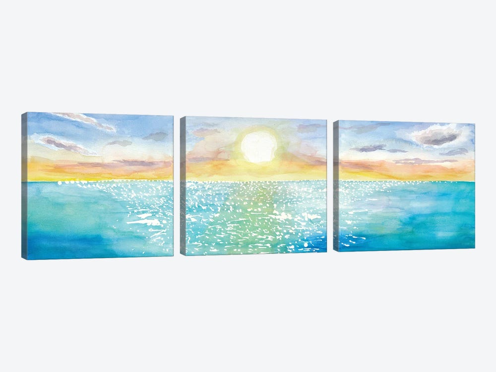 Endless Superwide Sea With Sun And Water Reflections by Markus & Martina Bleichner 3-piece Canvas Wall Art
