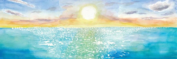 Markus & Martina Bleichner: Endless Superwide Sea With Sun And Water Reflections by Markus & Martina Bleichner