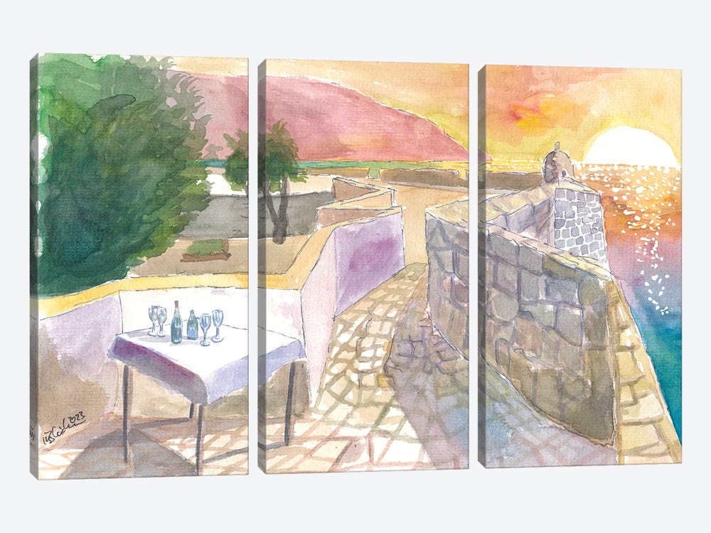 Romantic Sunset Over The Adriatic Sea On The City Walls Of Dubrovnik by Markus & Martina Bleichner 3-piece Canvas Artwork