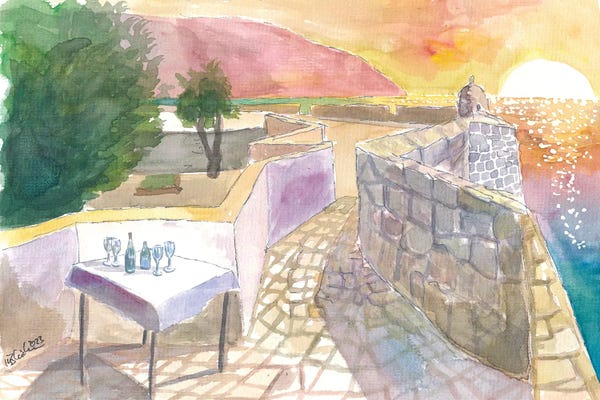 Croatia: Romantic Sunset Over The Adriatic Sea On The City Walls Of Dubrovnik by Markus & Martina Bleichner