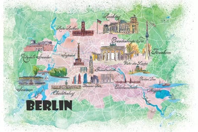 Berlin Germany Illustrated Map by Markus & Martina Bleichner multi panel art