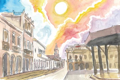 Cuenca Ecuador Historic Street Scene With Sun by Markus & Martina Bleichner canvas print