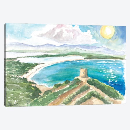 Sardinia Beach Bay With Lagoon And Turquoise Waters Under The Coastal Tower Canvas Print #MMB987} by Markus & Martina Bleichner Art Print