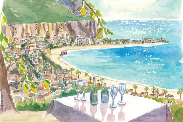 Markus & Martina Bleichner: View Of Mondello Beach With Turquoise Mediterranean Sea In Sicily Italy by Markus & Martina Bleichner