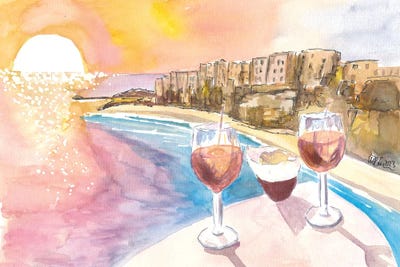 Spectacular Tropea Italy Beach Town With Sunset Refreshments by Markus & Martina Bleichner multi panel art
