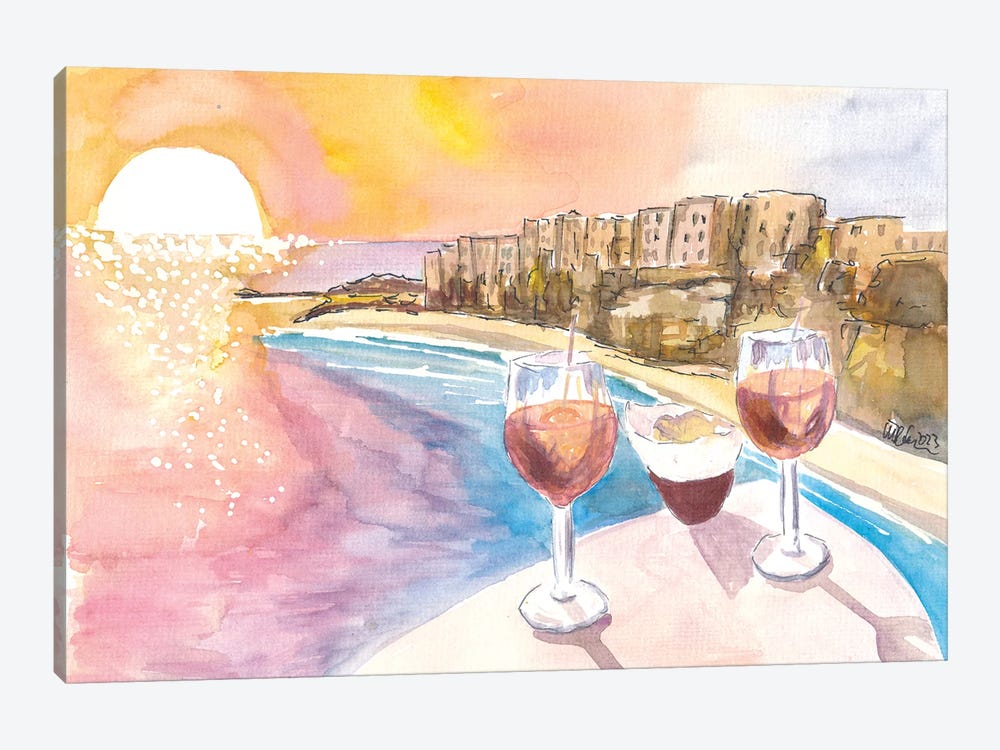 Spectacular Tropea Italy Beach Town With Sunset Refreshments by Markus & Martina Bleichner 1-piece Canvas Art