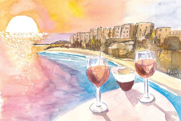 Markus & Martina Bleichner: Spectacular Tropea Italy Beach Town With Sunset Refreshments by Markus & Martina Bleichner