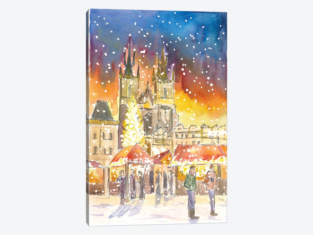 Prague Old Town Square Winter And Christmas Market By Night by Markus & Martina Bleichner 1-piece Art Print