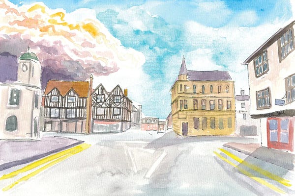 Historic Stratford-Upon-Avon Street Scene In England Warwickshire.