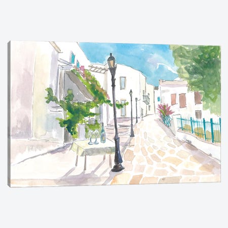 Mediterranean Street Scene With White Houses And Blue Sky Canvas Print #MMB997} by Markus & Martina Bleichner Canvas Artwork