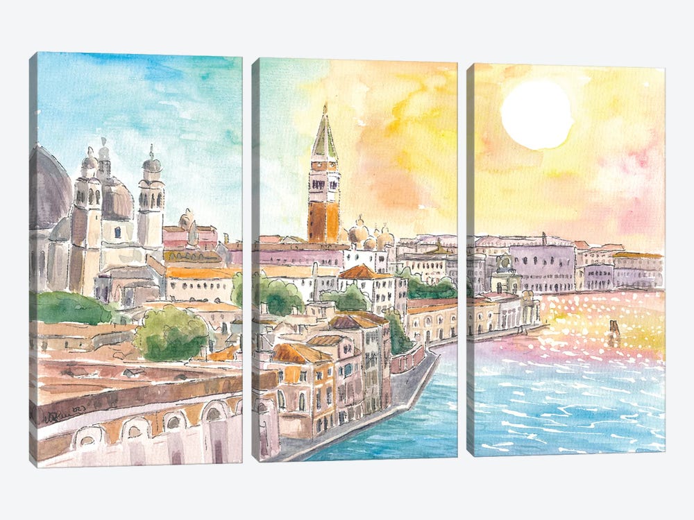 Venice View From Canale Della Giudecca To Salute And St Marks by Markus & Martina Bleichner 3-piece Canvas Art