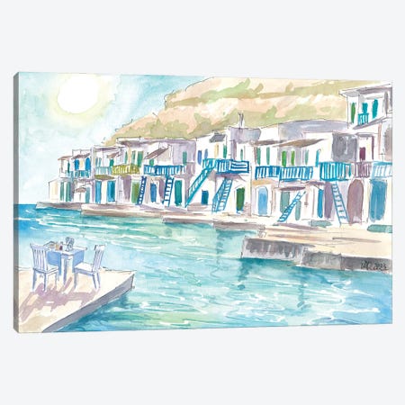 Milos Greece Aegean Island Dreams With Harbour Scene Canvas Print #MMB999} by Markus & Martina Bleichner Canvas Print